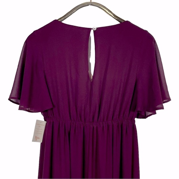 SHOW ME YOUR MUMU EMILY EMPIRE FLUTTER SLEEVE CHERRY RED MAXI BRIDESMAID DRESS - Picture 9 of 15